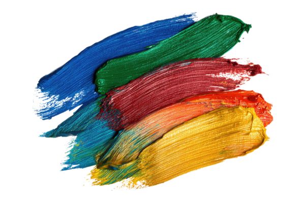 Five colours in paint